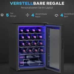 Vinkylar-Rootz 20 flaskan litet vinkylskåp - mini dryck kylare - tyst kylning - 53l kapacitet - 43W x 45d x 64h cm