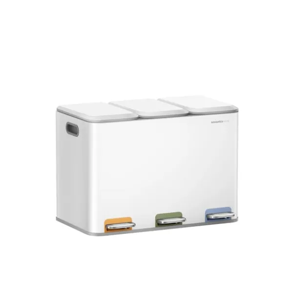 Soptunnor & Papperskorgar-Rootz Colorful Steel 3-fack papperskorg - Avfallsbehållare - Återvinningsbehållare - Innerhink av PP-plast - 60,5 cm x 38,8 cm x 42,7 cm