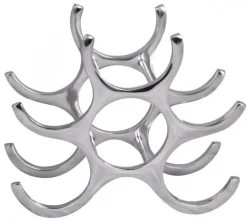 Vinflaskhållare-Rootz design vinställ i aluminium 6 flaskor i silver 29x24x14 cm - Flaskställ vintillbehör platt modernt - Metall Dekorativ vinflaskhållare Smal köksh | CDON