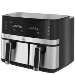 Fritöser-Rootz Hot Air Fryer - Fritös - Dual Basket Fryer - 2700W - 8 inställningar - Smart Finish - Hälsosammare måltider - 41,8 cm x 39,2 cm x 31,1 cm - Svar | CDON