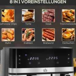 Fritöser-Rootz Hot Air Fryer - Fritös - Dual Basket Fryer - 2700W - 8 inställningar - Smart Finish - Hälsosammare måltider - 41,8 cm x 39,2 cm x 31,1 cm - Svar | CDON