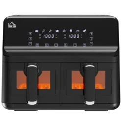 Fritöser-Rootz Hot Air Fryer - Oljefri dubbelkammare - Air Fryer - Hälsosammare matlagning - 38,5 cm x 38 cm x 30,5 cm - Svart