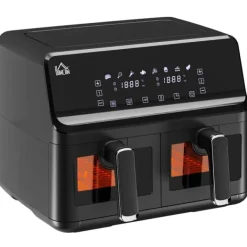 Fritöser-Rootz Hot Air Fryer - Oljefri dubbelkammare - Air Fryer - Hälsosammare matlagning - 38,5 cm x 38 cm x 30,5 cm - Svart