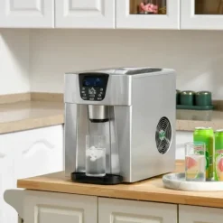 Rootz Köksmaskiner - Iskubmaskin - Dispenser - Iskulor - Självrengörande - Isbricka - Isskopa - ABS-stål - Silver - 25,2 cm X 38,9 cm X 36,3 cm