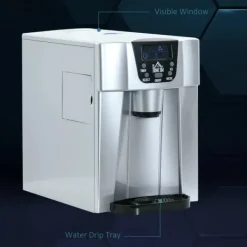 Rootz Köksmaskiner - Iskubmaskin - Dispenser - Iskulor - Självrengörande - Isbricka - Isskopa - ABS-stål - Silver - 25,2 cm X 38,9 cm X 36,3 cm