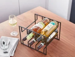 Vinflaskhållare-Rootz vinflaskhållare för 6 flaskor 29x21x25 cm vinställ svart metall - Flaskhållare Iron Modern - Vinställ vinhållare bord kök