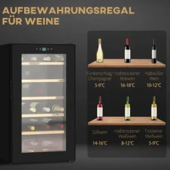 Rootz vinkylskåp - Vinkylare - Dryckekylare - Snabbkylning - UV-skydd - Enkel rengöring - 43 cm x 45 cm x 75 cm - Stål & härdat glas