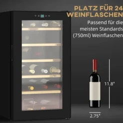 Rootz vinkylskåp - Vinkylare - Dryckekylare - Snabbkylning - UV-skydd - Enkel rengöring - 43 cm x 45 cm x 75 cm - Stål & härdat glas