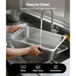 Rostfri ångpanna, Fullstorlek 145mm djup, 20,5L, Anti-Jam, återanvändbar för restaurang, hotell, hem, fest, 1-pack