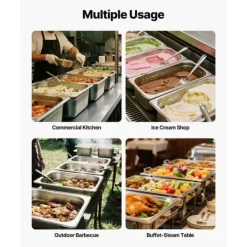 Rostfri ångpanna, Fullstorlek 145mm djup, 20,5L, Anti-Jam, återanvändbar för restaurang, hotell, hem, fest, 1-pack