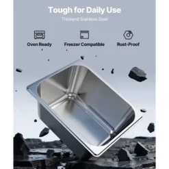 Rostfria ångpannor för hotell, 1/2 storlek x 148mm, 9L bord, anti-sylt, 2-pack