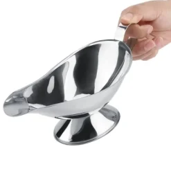 Tillbehör För Matservering-rostfritt stål biffpepparsåsbåt kryddbehållare för restaurangkök (10oz)