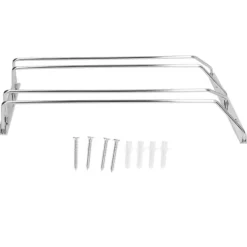 Vinflaskhållare-Rostfritt stål dubbelrad vinglas Ställvaruställ Hängande Stemware Hållare under skåpM