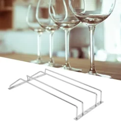 Vinflaskhållare-Rostfritt stål dubbelrad vinglas Ställvaruställ Hängande Stemware Hållare under skåpM