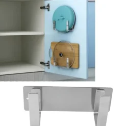 Köksorganiserare-Rostfritt Stål Enkelt Stekpanna Lock Rack Kök Förvaringshållare Silver