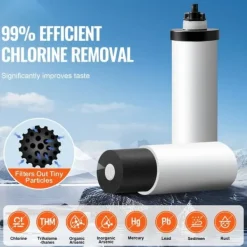 Vattenfilter-Rostfritt stål 2.25G bänkskivsvattenfilter, 2 filter, effektivt och hållbart, förbättra vattenkvaliteten i hemmet