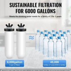 Vattenfilter-Rostfritt stål 2.25G bänkskivsvattenfilter, 2 filter, effektivt och hållbart, förbättra vattenkvaliteten i hemmet