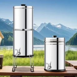 Vattenfilter-Rostfritt stål 2.25G bänkskivsvattenfilter, 2 filter, effektivt och hållbart, förbättra vattenkvaliteten i hemmet