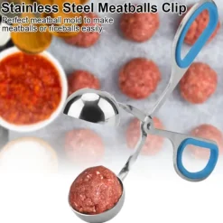 Rostfritt Stål Icke-klibbiga Köttbullar Risbollar Klipp Maker Form Köksverktyg (Blå)