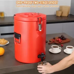 Rostfritt stål isolerad dryckesautomat, 4,5 gallon (17,2 liter) för varm/kall dryck, livsmedelsklassad.