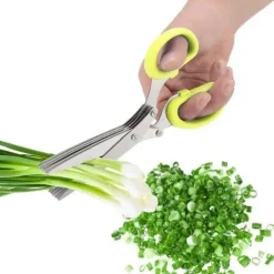 Kökssaxar-Rostfritt stål 5-lagers Scallion Sushi Strimlad Verktyg Kökssax (Gul) CHQ275