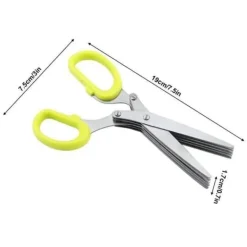 Kökssaxar-Rostfritt stål 5-lagers Scallion Sushi Strimlad Verktyg Kökssax (Gul) CHQ275