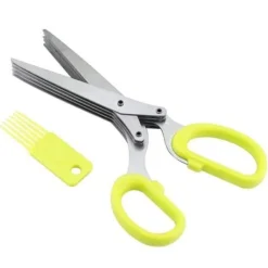 Kökssaxar-Rostfritt stål 5-lagers Scallion Sushi Strimlad Verktyg Kökssax (Gul) CHQ275