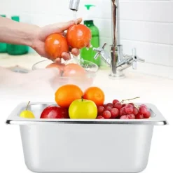 Tillbehör För Matservering-Rostfritt stål matbuffé tallrikar kastruller bricka fat hållare fyrkantig matbehållare