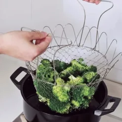 Durkslag & Silar-Rostfritt Stål Ångande Sköljning Hopfällbar Fryskorg Stekt Matsil Stekverktyg Tillbehör