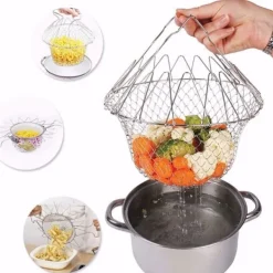 Durkslag & Silar-Rostfritt Stål Ångande Sköljning Hopfällbar Fryskorg Stekt Matsil Stekverktyg Tillbehör