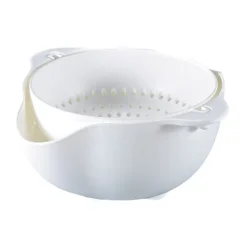 Roterande Durkslag och Skål - Vit