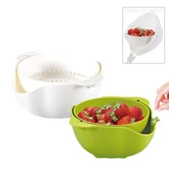 Roterande Durkslag och Skål - Vit