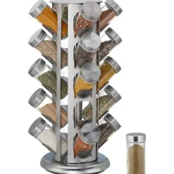 Roterande kryddställ med 20 glasburkar