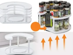 Köksorganiserare-Roterbart kryddställ för förvaringsboxar