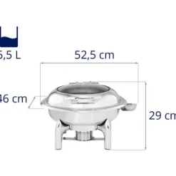Matuppvärmare-Royal Catering - Chafing dish - Rund med visningsfönster - 5,5 L - 1 bränslecell