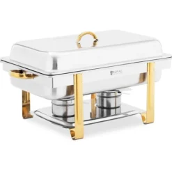 Matuppvärmare-Royal Catering - Chafing dish - GN 1/1 - Guldaccenter - 9 L - 2 Bränsleceller