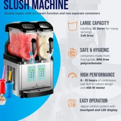 Royal Catering - Slushmaskin - 2 x 8 liter - LED - Glassfunktion