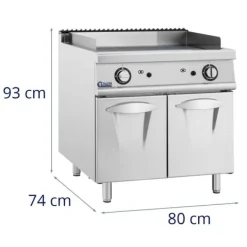 Gasdrivna Bordsgrillar-Royal Catering - Stekbord - Gas - Räfflad - 50–300 °C - Propangas / gasol / naturgas - Underskåp