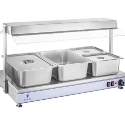 Matuppvärmare-Royal Catering - Värmeplatta med 4 halogenlampor - 2000 W - rostfritt stål
