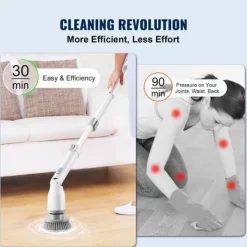 Golv- & Mattrengöring-280RPM/380RPM 2-växlad sladdlös elektrisk roterande golvskurmaskin med 4 borsthuvuden, 3 justerbara längder och vinklar