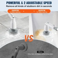 Golv- & Mattrengöring-280RPM/380RPM 2-växlad sladdlös elektrisk roterande golvskurmaskin med 4 borsthuvuden, 3 justerbara längder och vinklar