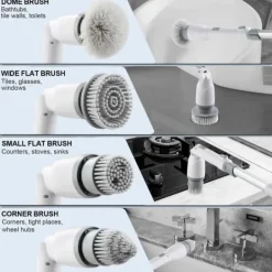 Golv- & Mattrengöring-280RPM/380RPM 2-växlad sladdlös elektrisk roterande golvskurmaskin med 4 borsthuvuden, 3 justerbara längder och vinklar