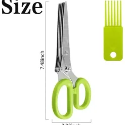 Kökssaxar-Örtsax i rostfritt stål, kökssax för flera ändamål med 5 blad och rengöringsborste för hemmet, La[853]