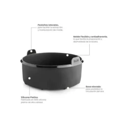 Ibili Fritöser-Rund behållare för Luftfritös - - 100% platina silikon - 20x20x7 cm - Non-stick - Resistens -60°C till 230°C