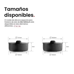 Ibili Fritöser-Rund behållare för Luftfritös - - 100% platina silikon - 20x20x7 cm - Non-stick - Resistens -60°C till 230°C