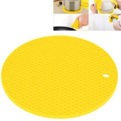 Karottunderlägg-Rund Formmatta Livsmedelskvalitet Förtjockad Silikon Placematta Isoleringsdyna Mikrovågsugnsmatta Gul