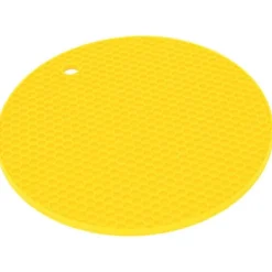 Karottunderlägg-Rund Formmatta Livsmedelskvalitet Förtjockad Silikon Placematta Isoleringsdyna Mikrovågsugnsmatta Gul