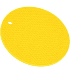 Karottunderlägg-Rund Formmatta Livsmedelskvalitet Förtjockad Silikon Placematta Isoleringsdyna Mikrovågsugnsmatta Gul