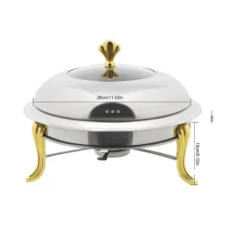 Matuppvärmare-Rund värmeskål, rostfritt stål, 28 cm innermått, 3L kapacitet,Silver