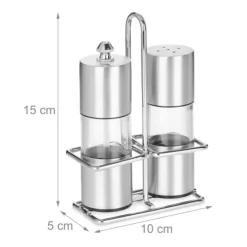 Salt- och kryddkvarnset, 15x10x5 cm, Silver